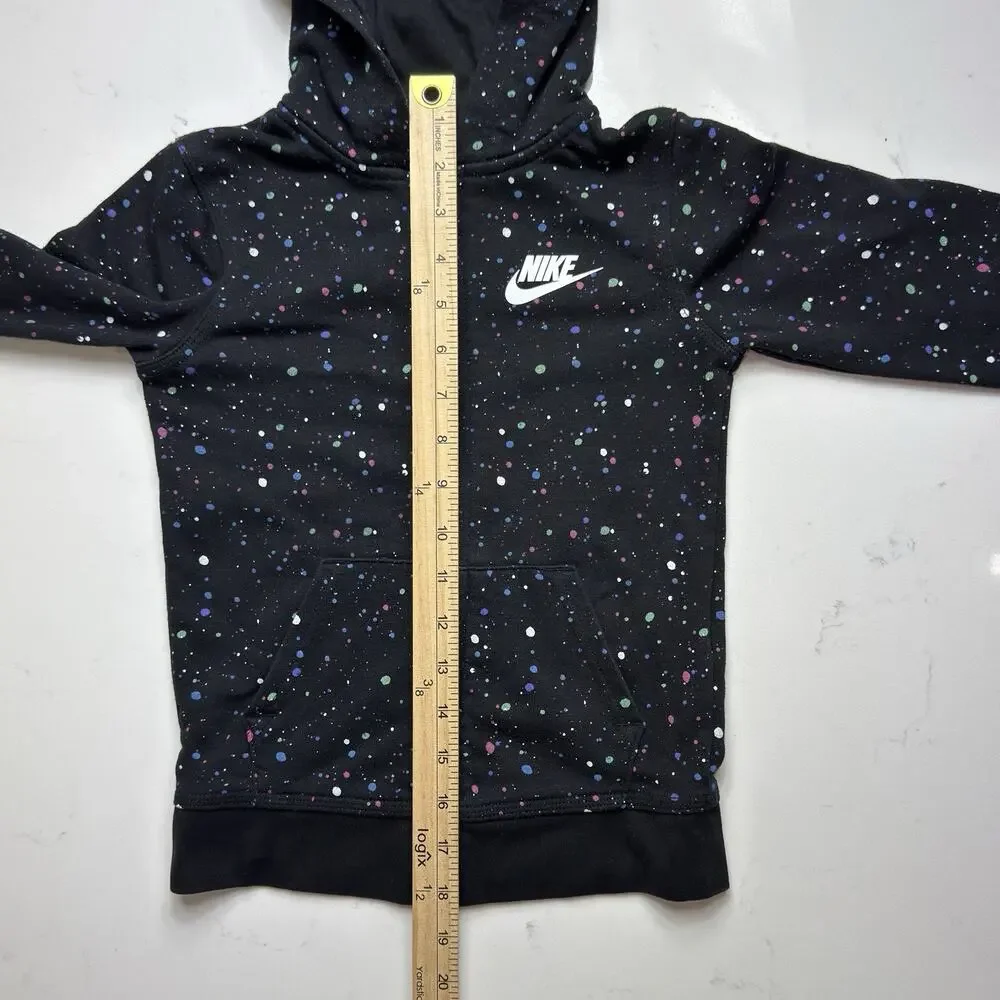 Nike Little Boys’ Full-Zip Hoodie Splatter Print Black Size Large 6-7 Year Olds